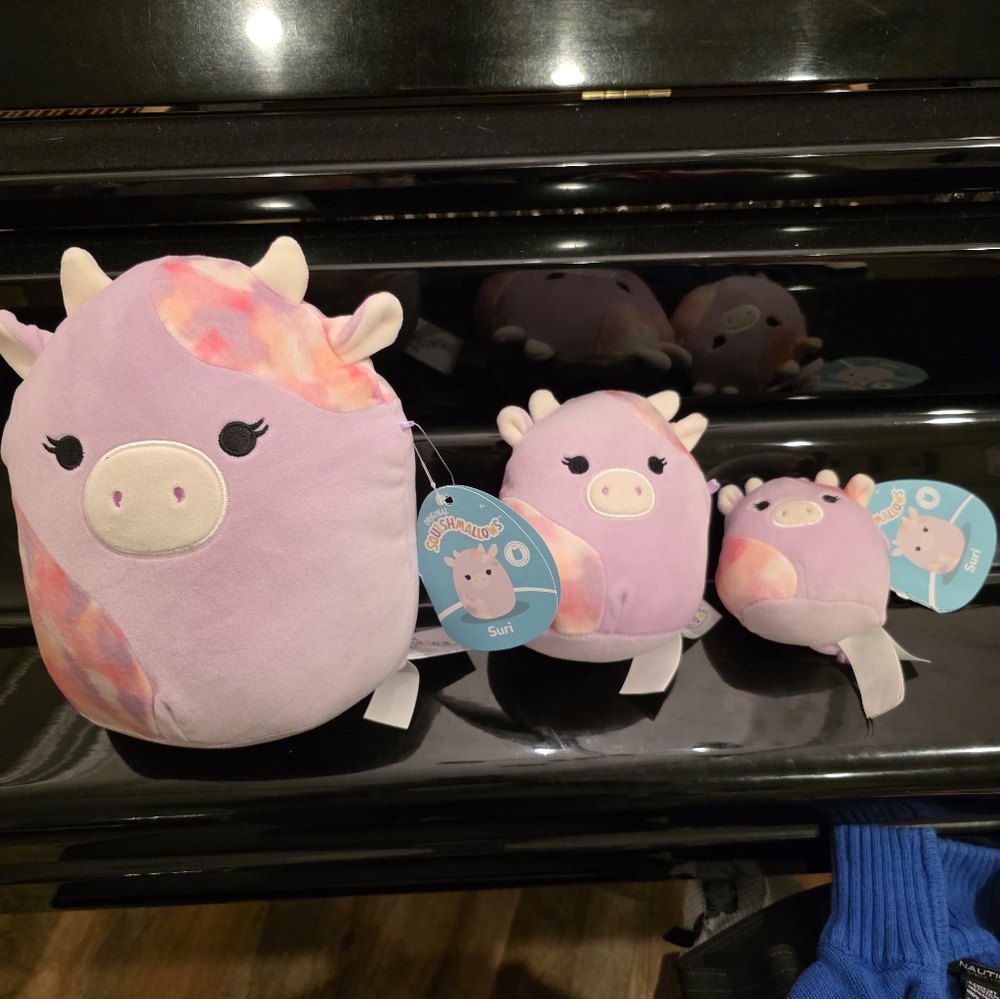 Squishmallows Suri Cow Pastel Pink Cow Plush Set - 3 Sizes